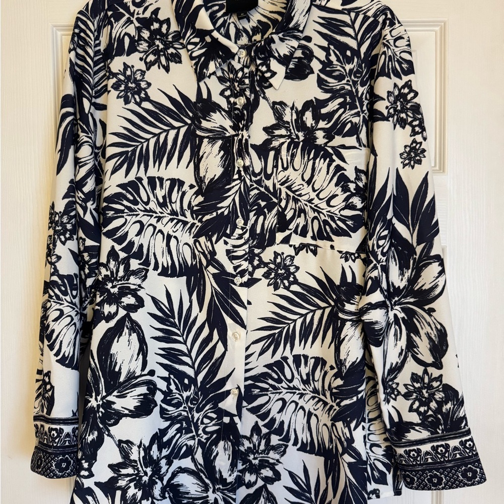 Alex Marie - Navy and White Floral Blouse